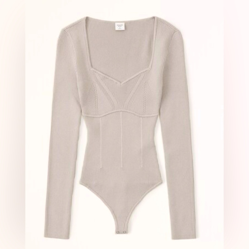 Abercrombie&Fitch Sweetheart neck corset bodysuit sweater in oat color , size M